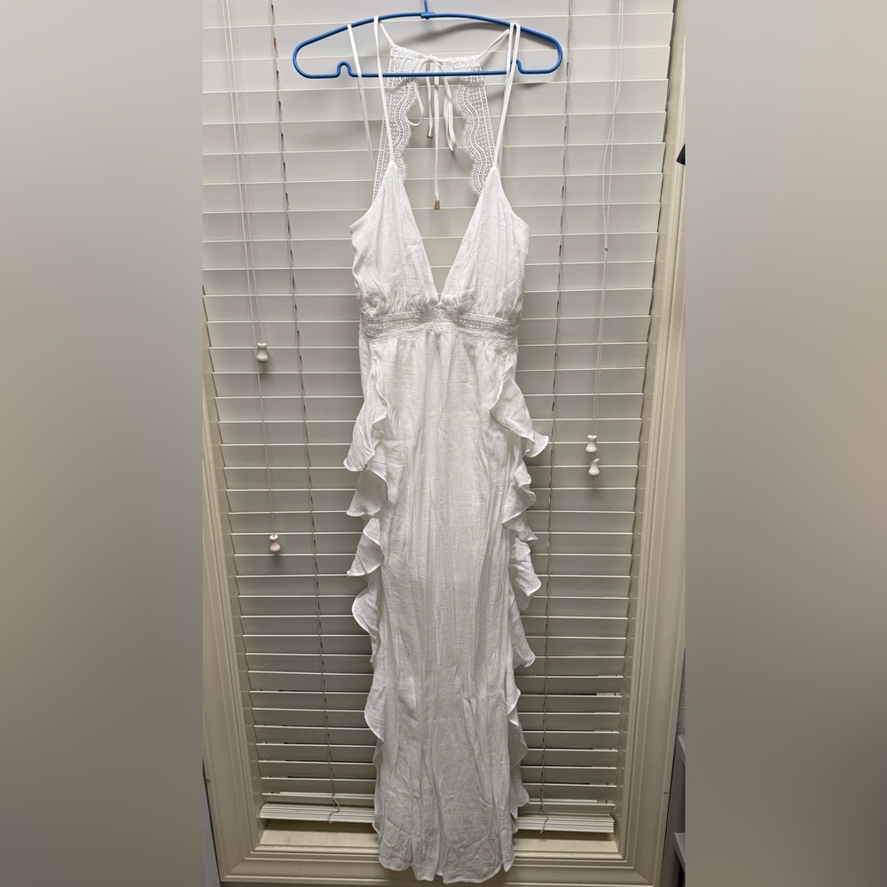 Aakaa White Backless Ruffle Dress